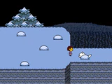 Dogão saido de um monte de neve.