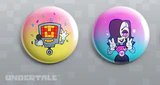 The Anime Friends Button Set vendidos na Fangamer vende Pins com ambas as formas de Mettaton.