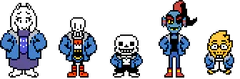 Toriel e os outros fantasiados de Sans no newsletter do Halloween de 2023