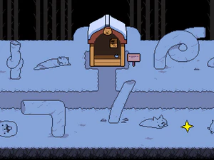 Snowdin Forest location Dog House.png