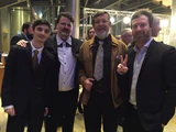 Toby Fox (a esquerda) ao lado de Tim Schafer, Alexey Pajitnov, and Patrice Désilets.