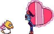 Undyne e Alphys trocando presentes de Dia dos Namorados no newsletter do Inverno de 2024