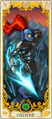 A carta de tarô oficial de Undyne como Arcano Maior XI, "Justiça"